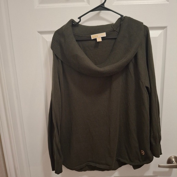 Michael Kors XL Cowl Neck Olive Green Long Sleeve Knit Sweater - Picture 1 of 8